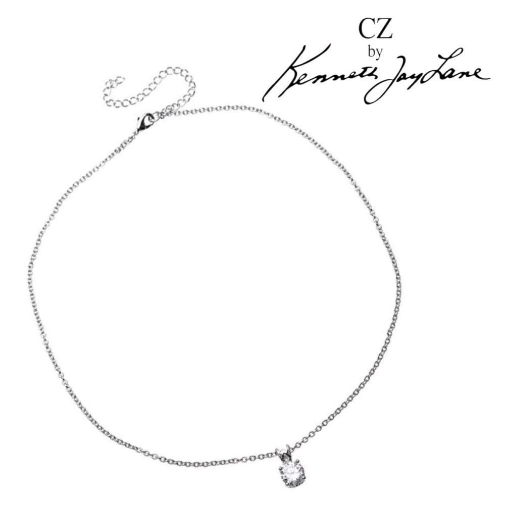 CZ by Kenneth Jay Lane Classic Round Pendant Necklace